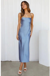 Early Back Lace-up Waist-Controlled Suspender Maxi Dress